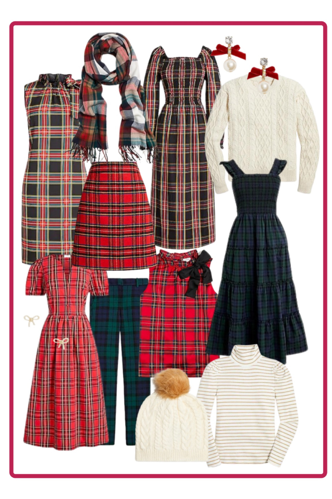 Holiday attire for women. Tartan dress. Tartan skirt. Holiday earrings. Holiday dress. Tartan top. Holiday top. J.Crew Factory. 
.
.
.
… #holidaydress #jcrewfactory

#LTKstyletip #LTKHoliday #LTKsalealert