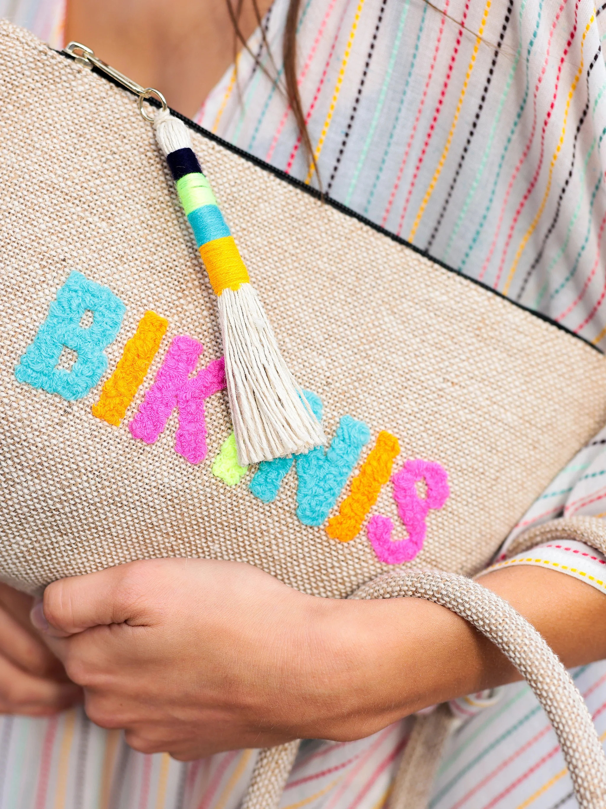 Shiraleah "Bikinis" Zip Pouch, Natural - FINAL SALE ONLY | Shiraleah