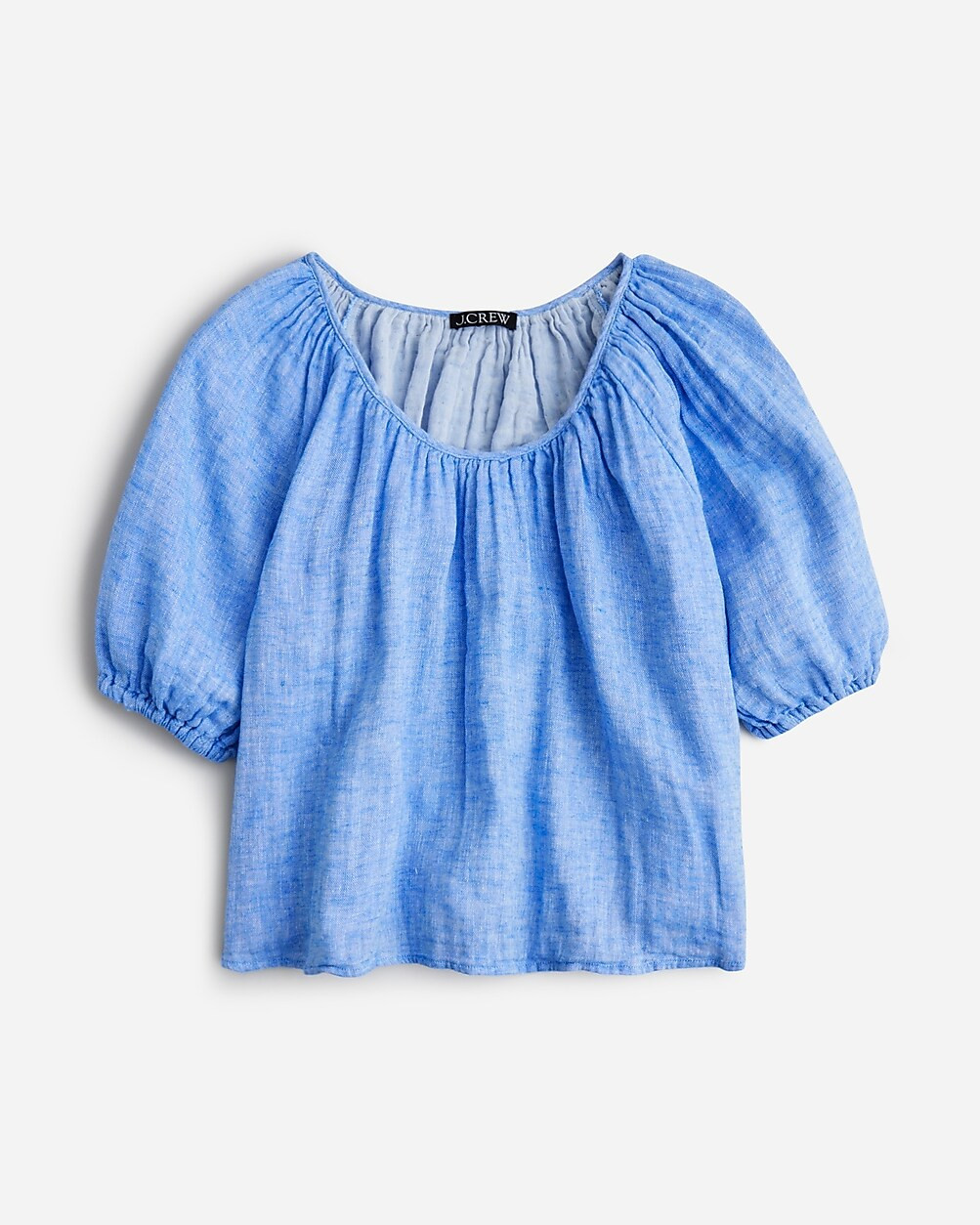 Swingy puff-sleeve top in cotton-linen blend gauze | J. Crew US