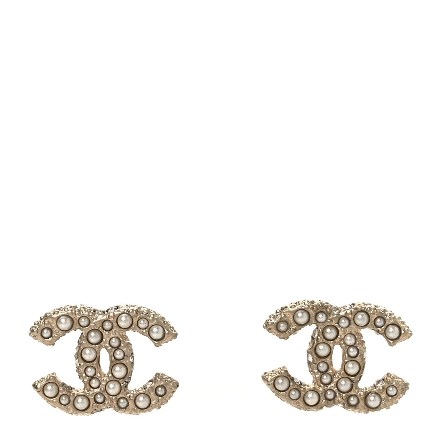 Chanel Pearl Crystal CC Earrings Gold 1910283 | FASHIONPHILE (US)