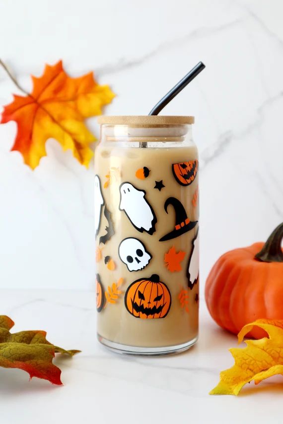 Halloween Glass Cup - Etsy | Etsy (US)