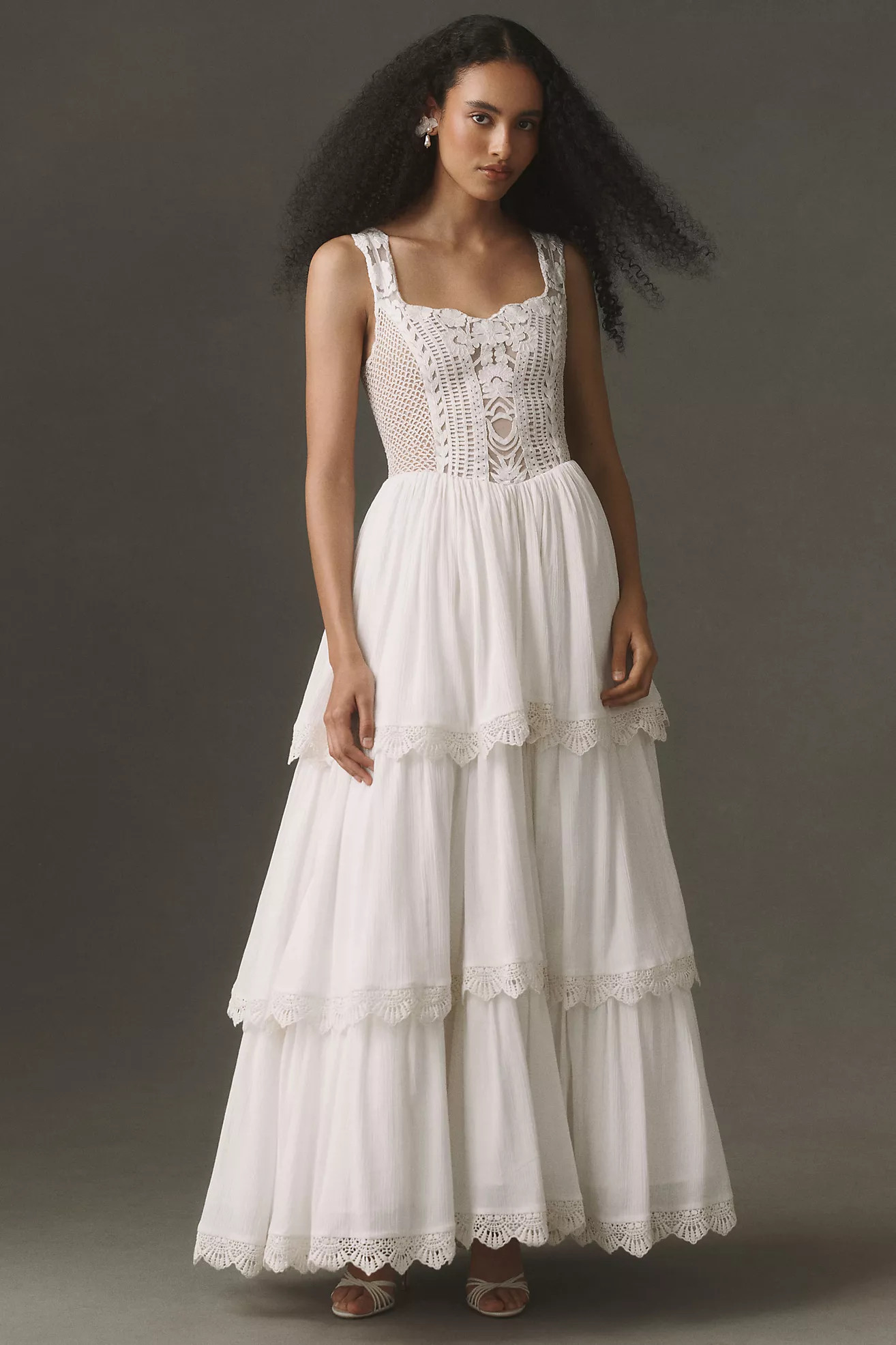 BHLDN Cotton Crochet Tiered Maxi Dress | Anthropologie (US)