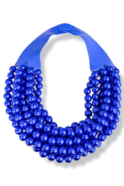 Carla Royal Blue Smooth Bead Statement Necklace | The Willow Tree
