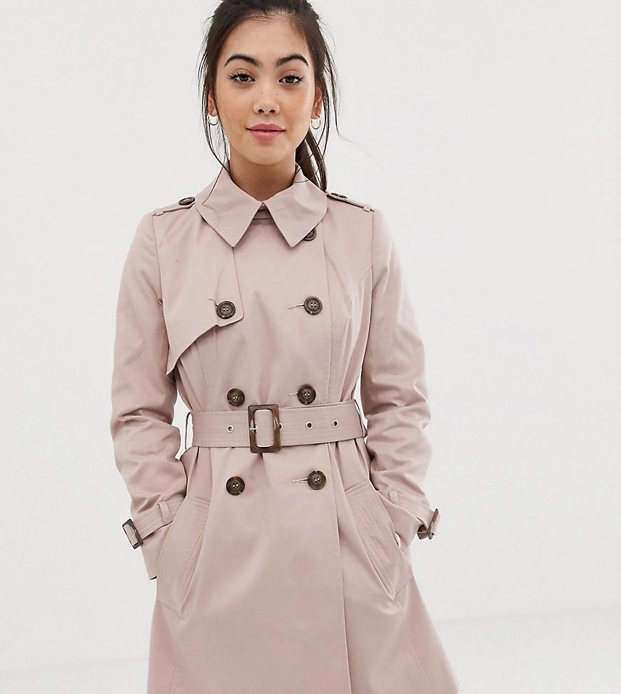 ASOS DESIGN Petite trench coat-Pink | ASOS (Global)