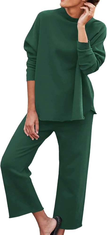 Feager Two Piece Sweat Sets Outfits Fall Fashion Casual Trendy Lounge Sweatsuits Cozy Knit Sweat ... | Amazon (US)