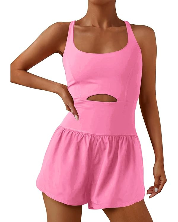 ReachMe Womens Running Onesie Workout Rompers Athletic Romper One Piece Outfits Exercise Jumpsuit... | Amazon (US)