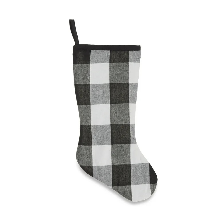 Black & White Buffalo Plaid Christmas Stocking, 20", by Holiday Time | Walmart (US)