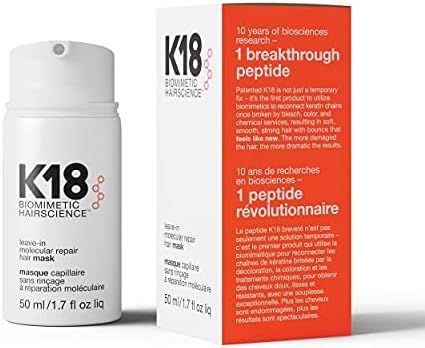 K18 4 Minute Leave-In Molecular Repair Hair Mask to Clinically Reverse Hair Damage, 50 ml | Amazon (US)