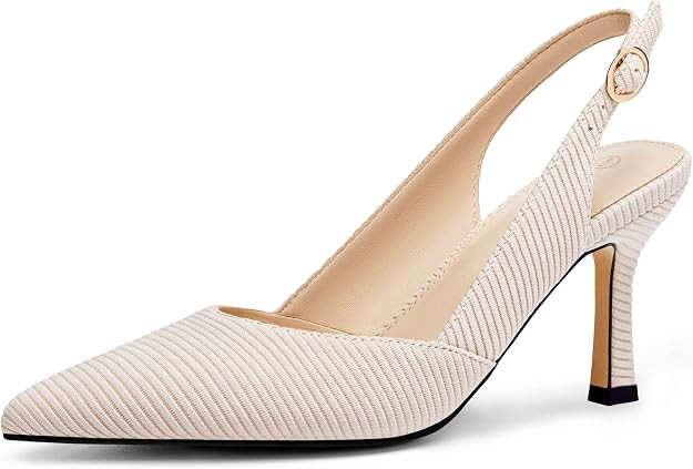 Rilista Women's Slingback Kitten Heels Closed Pointed Toe Backless Wedding Party Dress Pumps Shoe... | Amazon (US)