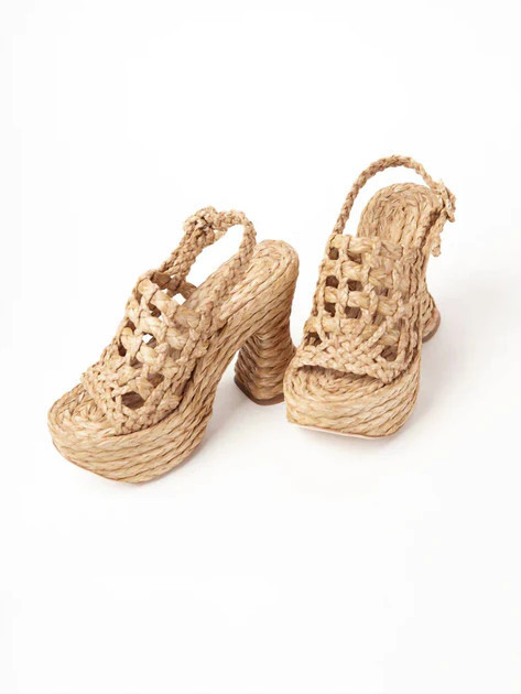 Bruna Raffia Platform Sandal In Natural | Shop Simon