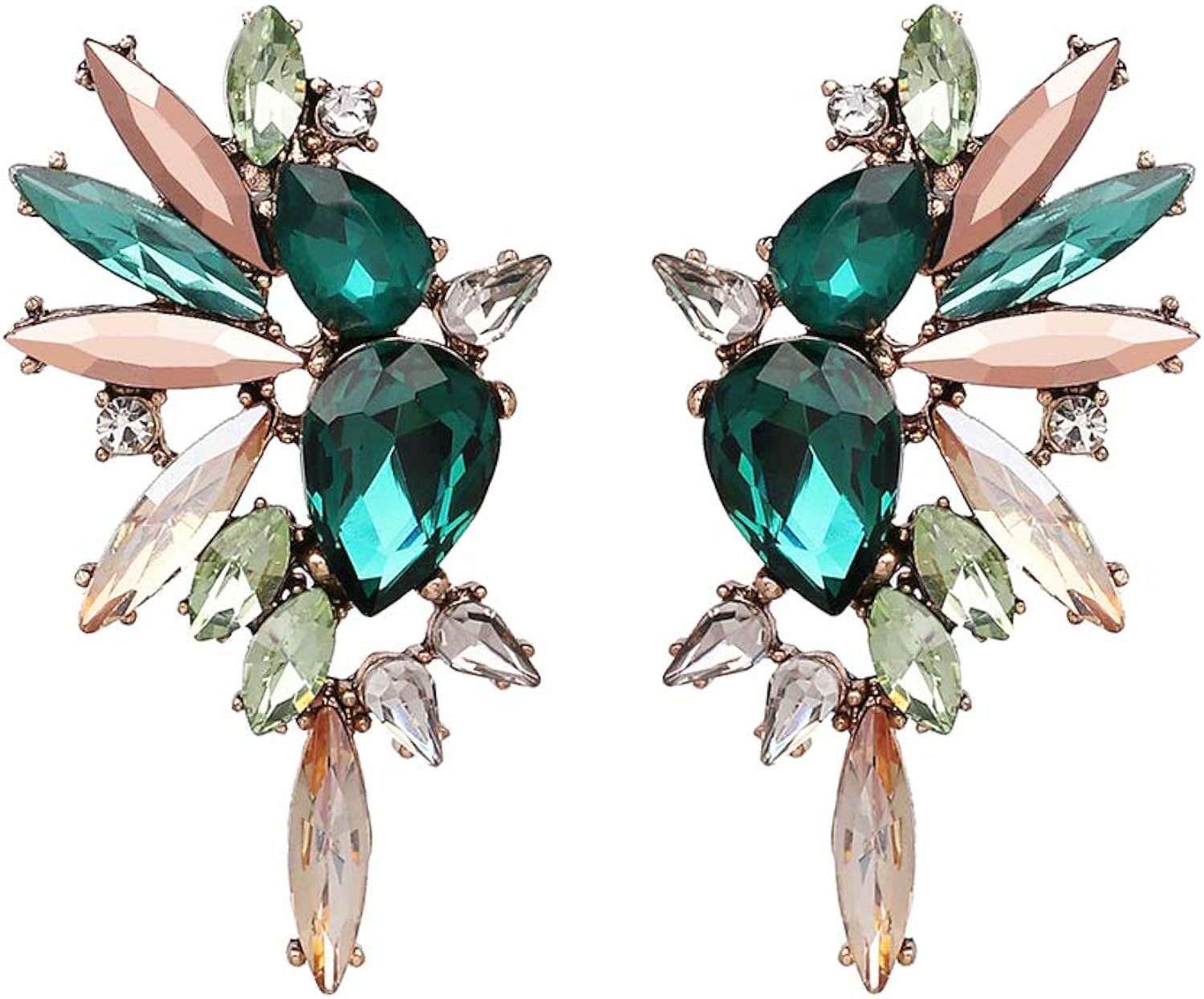 Fahion Statement Vintage Drop Dangle Earrings for Women Girls Green Crystal Earrings | Amazon (US)