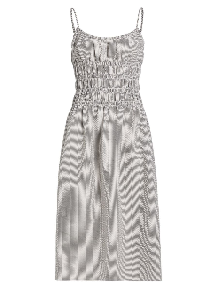 Isabelle Smocked Seersucker Midi-Dress | Saks Fifth Avenue