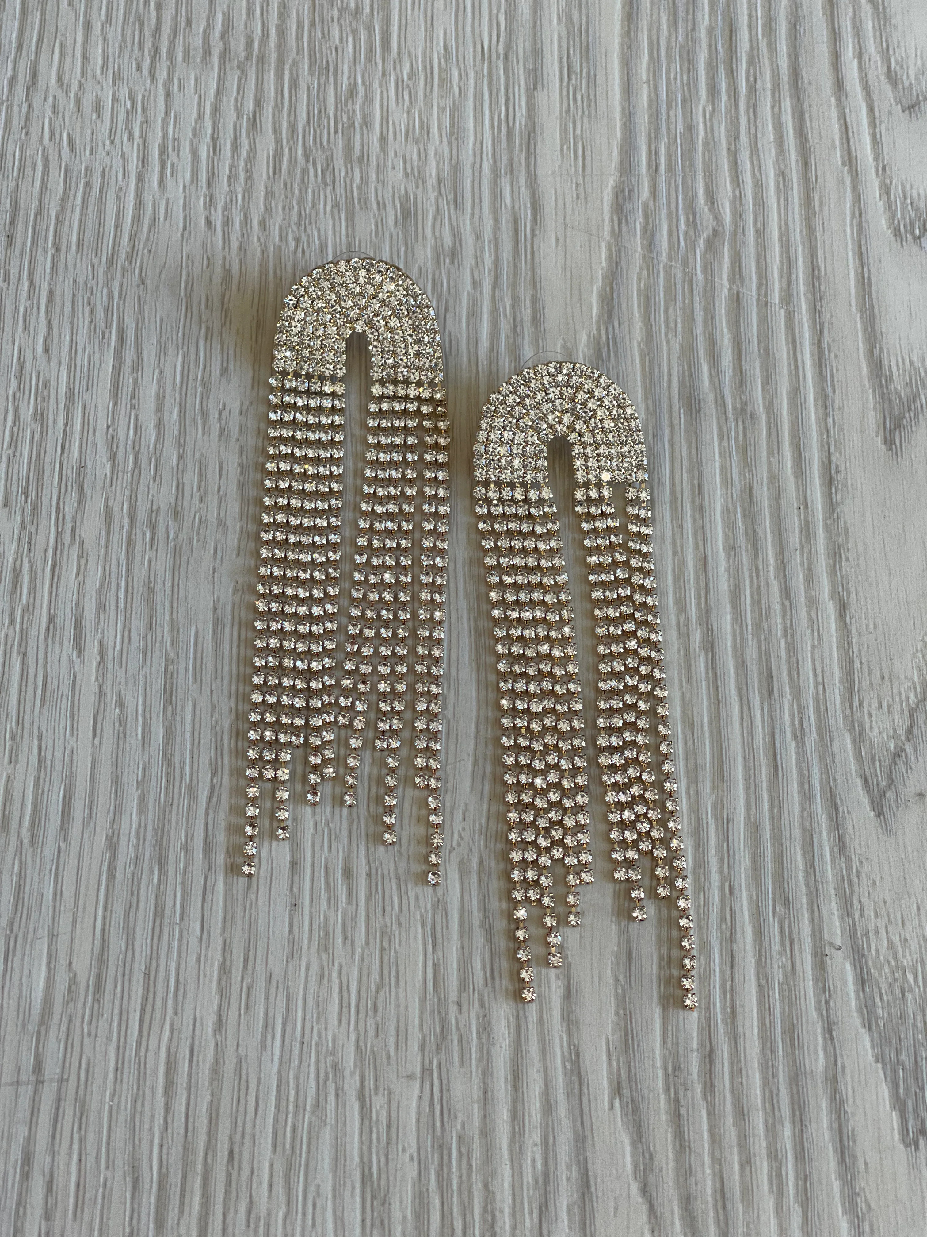 NEW!! The “Beverly” Crystal Drop Earring in Gold | Glitzy Bella