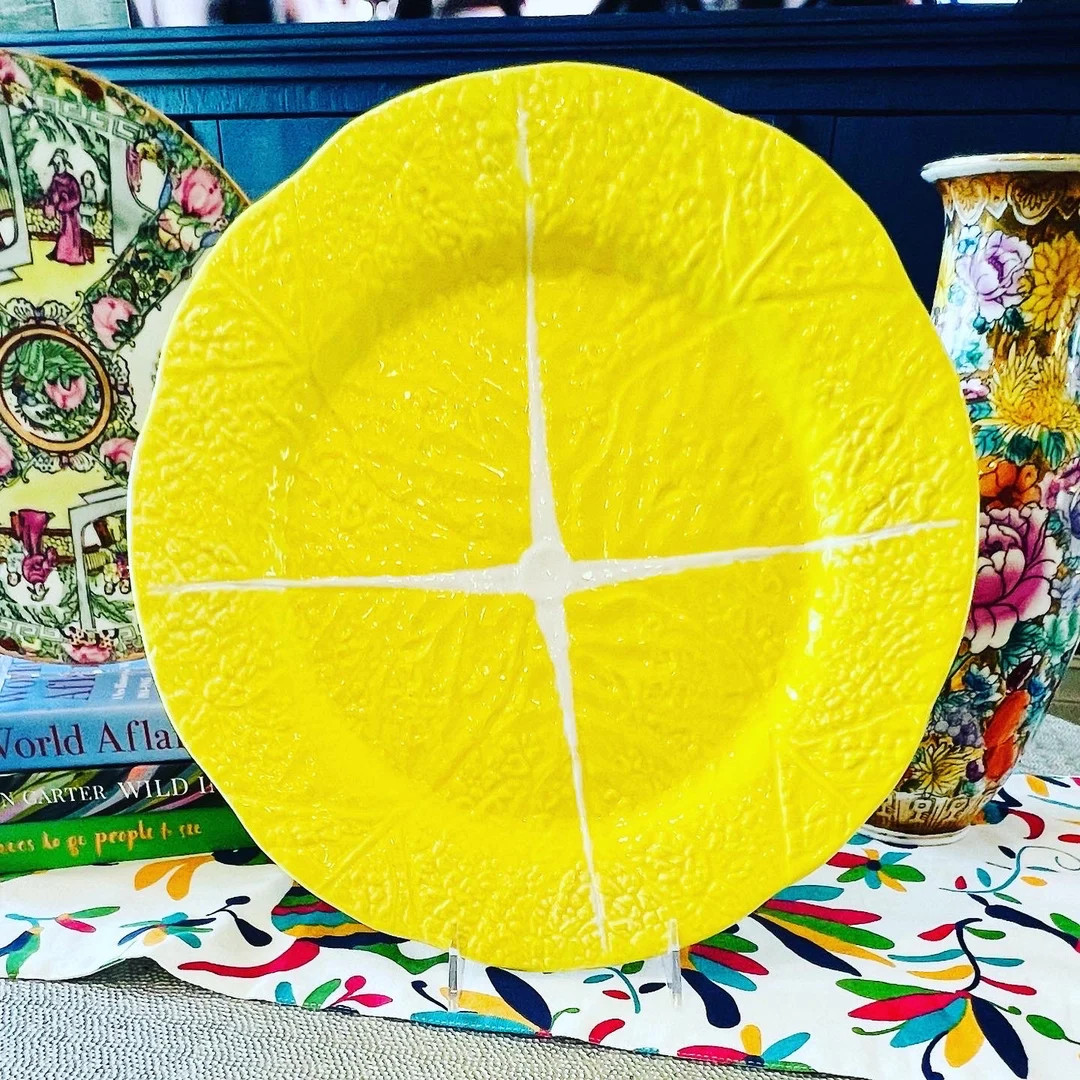 Vintage Secla Majolica Yellow Cabbage Platter - Etsy | Etsy (US)