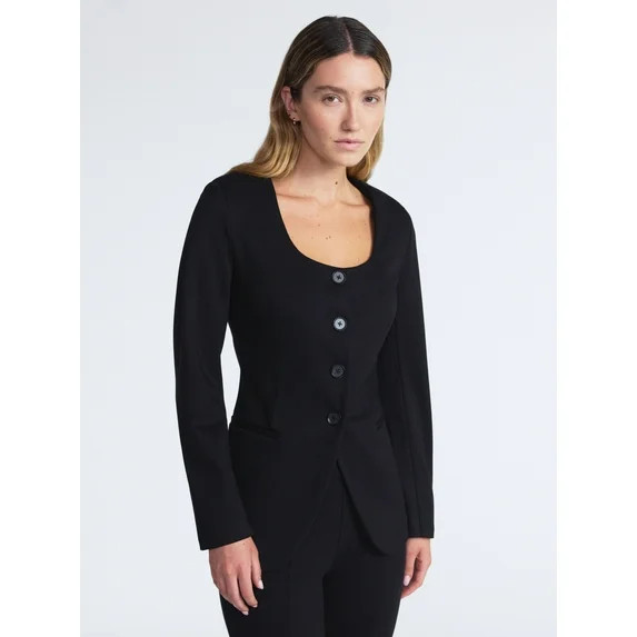 Scoop Women's and Women’s Plus Slim Fit Elongated Ponte Blazer, Sizes XS-4X | Walmart (US)