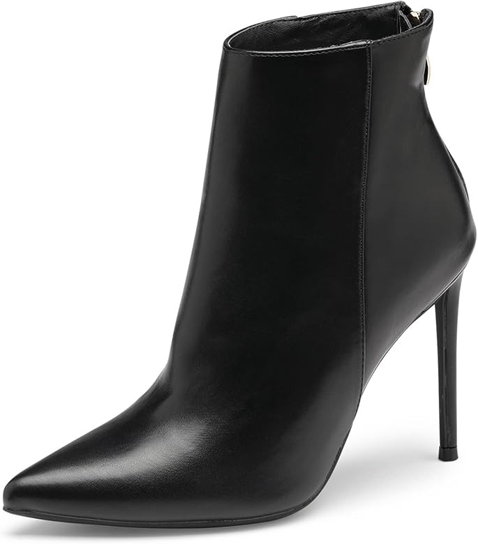 GENSHUO Ankle Boots For Women Pointed Toe 4 Inch High Heel Zipper Stiletto Heels Fall Booties | Amazon (US)