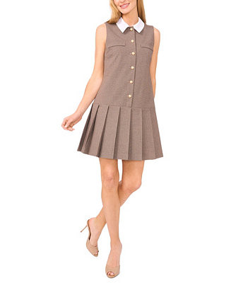 Women's Sleeveless Houndstooth Button Down Dress | Macy's