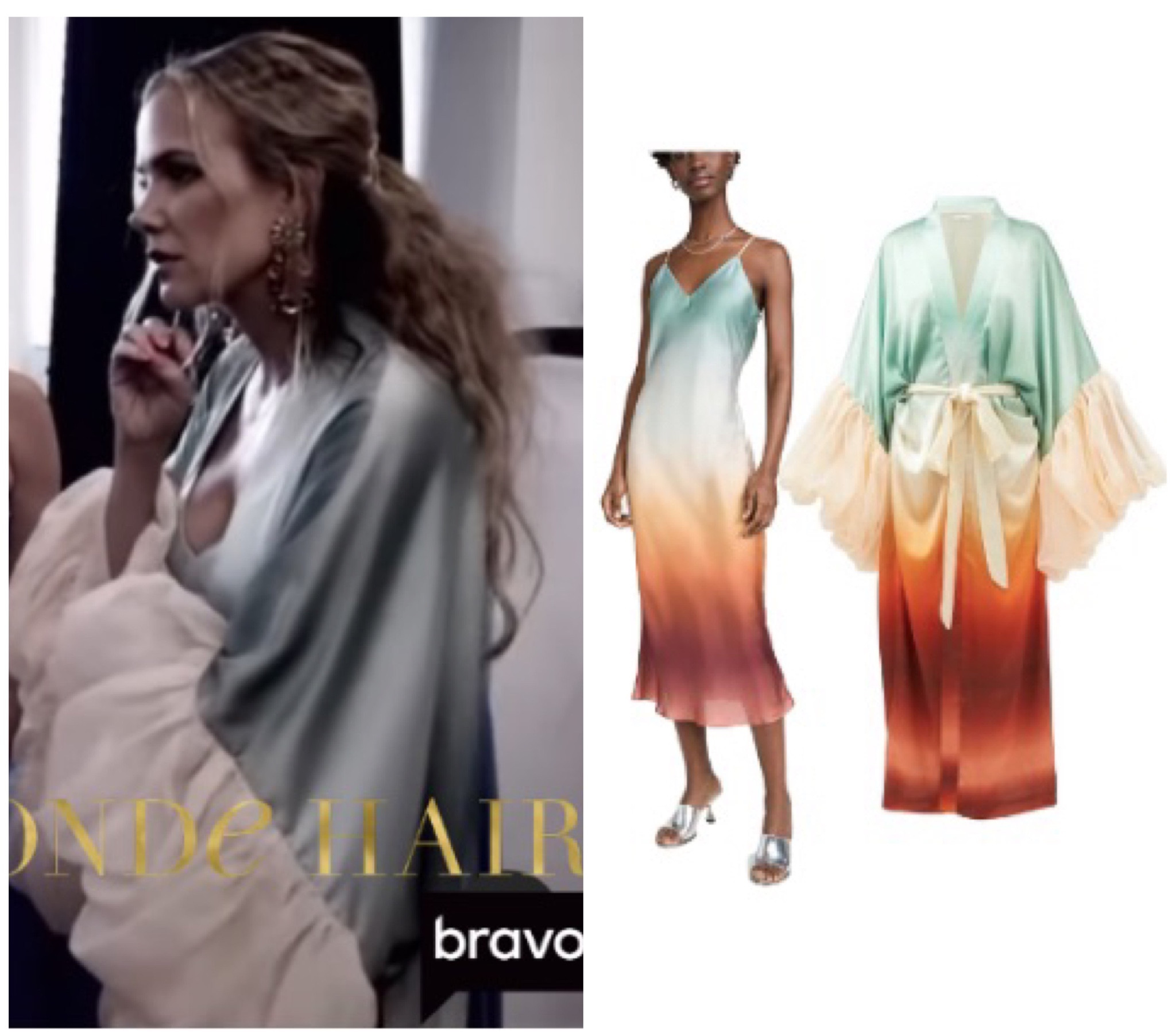 Angie Harrington’s Ombre Satin Slip Dress and Robe {robe sold out by Fe Noel}