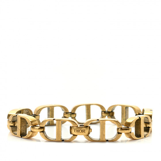CHRISTIAN DIOR Metal CD Chain Bracelet Gold | Fashionphile