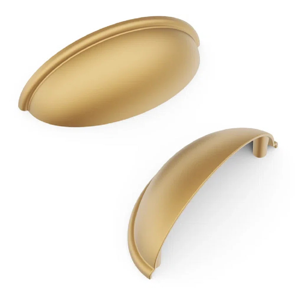 Collins Collection Cup Pull - 3" Center to Center Cabinet Pull Brushed Brass - Transitional Hardw... | Wayfair North America