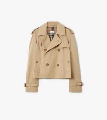 Cotton Gabardine Cropped Trench Coat in Honey - Women | Burberry® Official | Burberry (US)