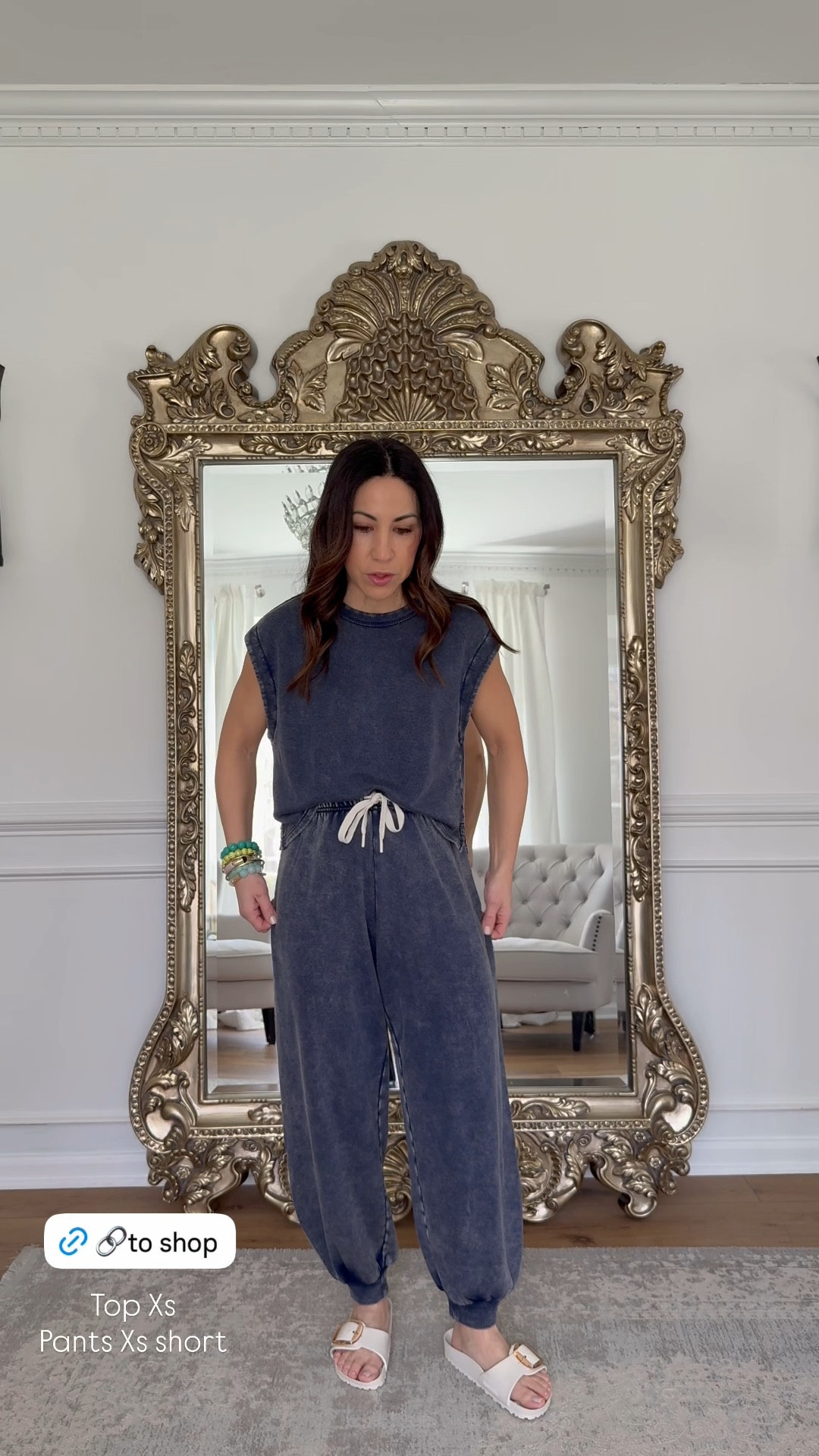 Jewelry code HOUSEOFLEO20. Wide leg pants small short joggers, XS short. Graphic sweatshirt XS. Crewneck small. Tank Xs. Sandals TTS. Sneaker size down. 



#LTKSaleAlert #LTKOver40 #LTKPetite