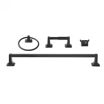 Project Source 4-Piece Seton Matte Black Decorative Bathroom Hardware Set with Towel Bar, Toilet ... | Lowe's