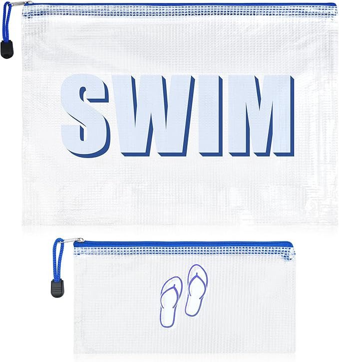 2PCS SWIM Makeup Bag Clear Zippered SWIM Bag Cosmetic Pouch Waterproof Travel Toiletry Organizer ... | Amazon (US)