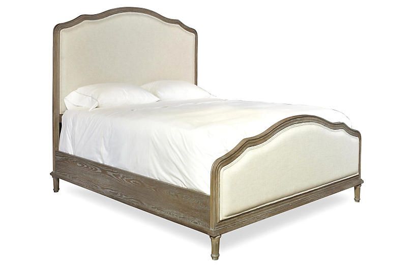 Ogden Linen Panel Bed, Ivory | One Kings Lane