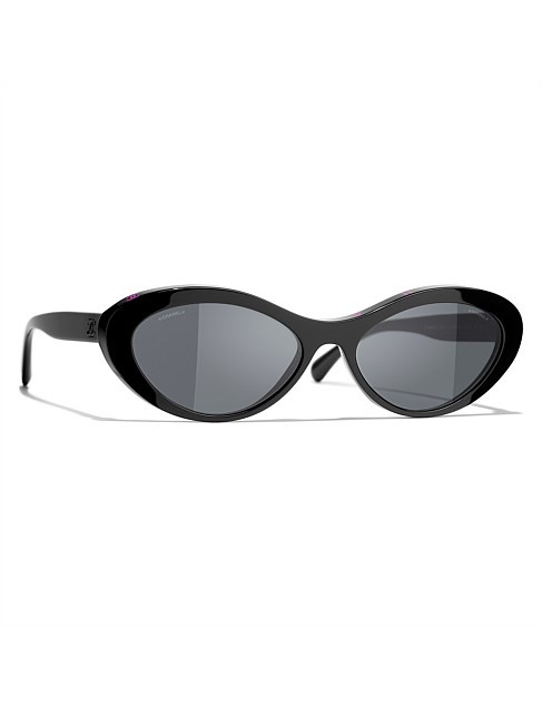 Acetate Oval BLACK Sunglass | David Jones (Australia & New Zealand)