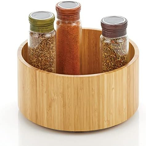 mDesign Lazy Susan Turntable Bamboo Spinner for Kitchen Cabinet, Pantry, Fridge, Cupboards, or Co... | Amazon (US)