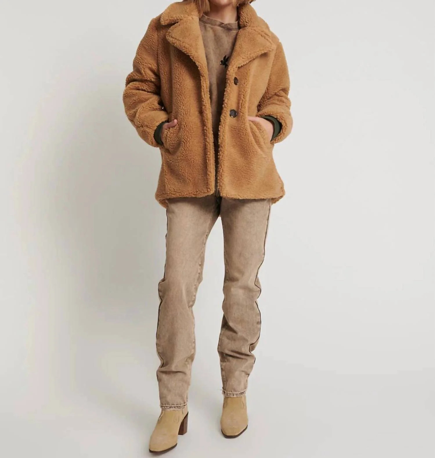 Teddy Coat In Tan | Shop Simon