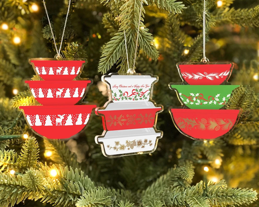 Double-sided Christmas Pyrex Ornaments - Etsy | Etsy (US)