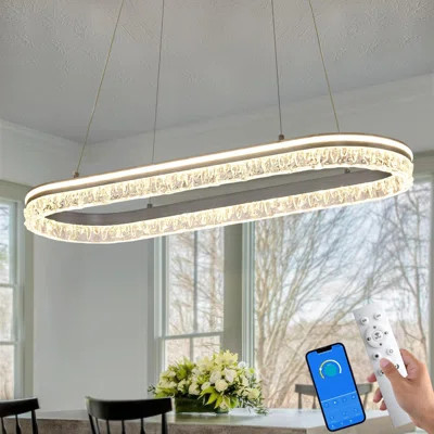 Modern Kitchen Island Chandelier With Dimmable Led Oval Track Design, Featuring A Silver Gray Aluminum Bar, Suitable For Dining Room, Kitchen, Breakfa | Wayfair North America