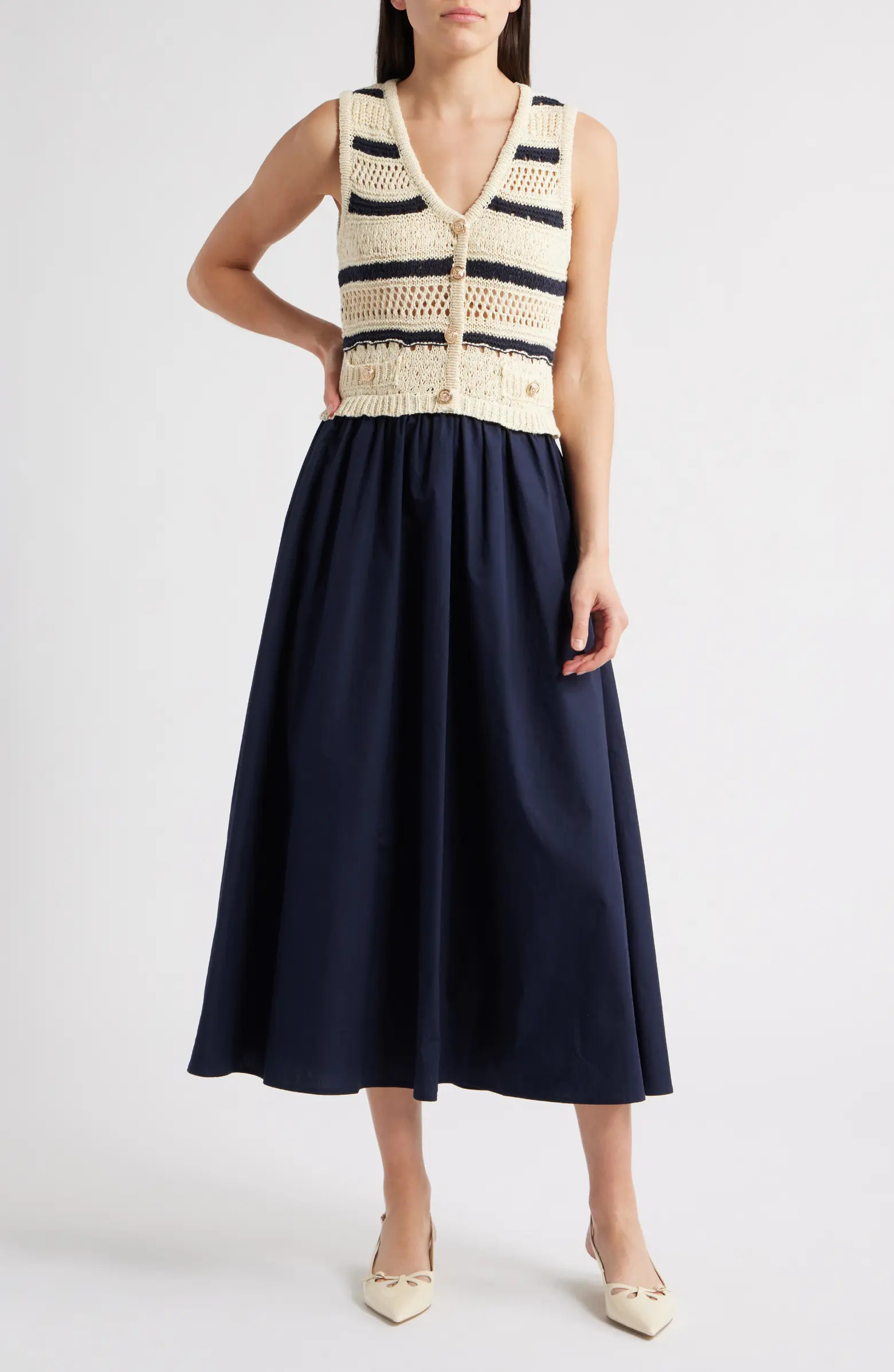 ZOE AND CLAIRE Sleeveless Mixed Media Dress | Nordstrom | Nordstrom