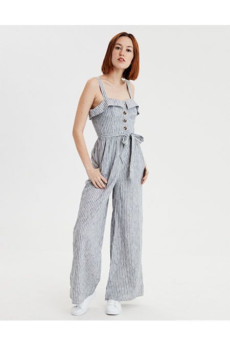AE Tie Waist Striped Jumpsuit | American Eagle Outfitters (US & CA)