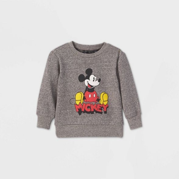 Toddler Boys' Mickey Mouse Long Fleece Pullover - Gray | Target