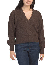 Wool And Alpaca Blend Lace Pointelle Knit Overlapping Ballet Sweater | Wool Sweaters | Marshalls | Marshalls