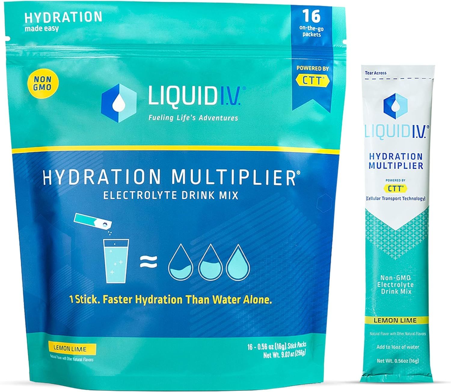 Liquid I.V. Hydration Multiplier - Lemon Lime - Powder Packets | Electrolyte Drink Mix | Easy Ope... | Amazon (US)