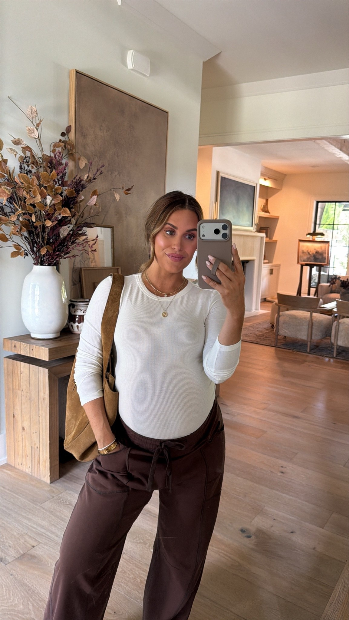 Wearing small in white ribbed top + small in chocolate brown barrel pants- probably more ideal to wear postpartum // if you’re not expecting since they need to sit more high rise. But super soft, comfy, & love them so much! Paired with this white basic ribbed tee that is amazing quality for the price!! 

Fall outfits || Amazon haul || Amazon fashion || bump friendly outfits || women’s fall style

#LTKBump #LTKSeasonal #LTKootd