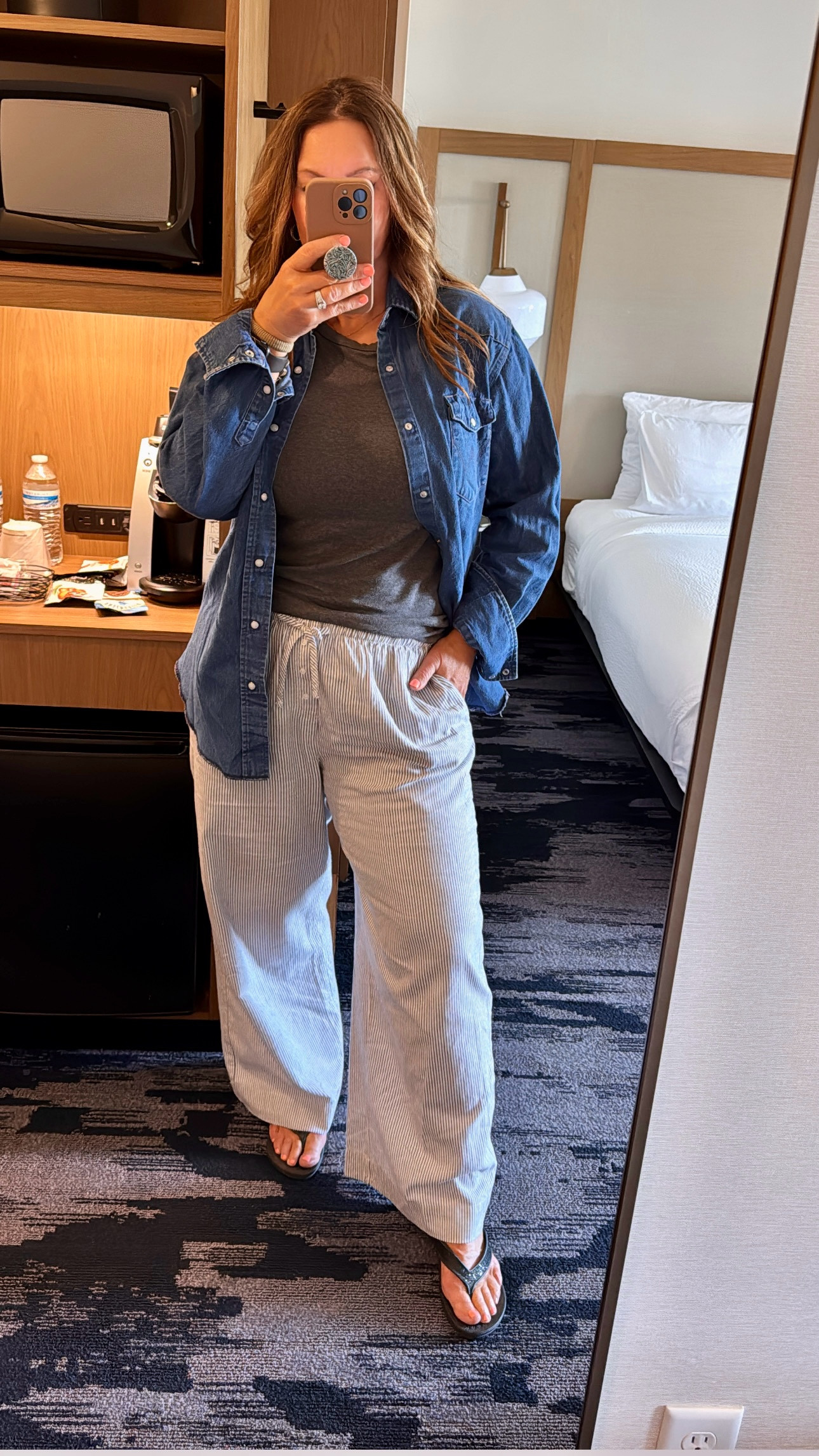 Comfy travel outfit

Lounge pants
Denim shirt
Basic tee

#LTKMidsize #LTKTravel #LTKSummerEdit