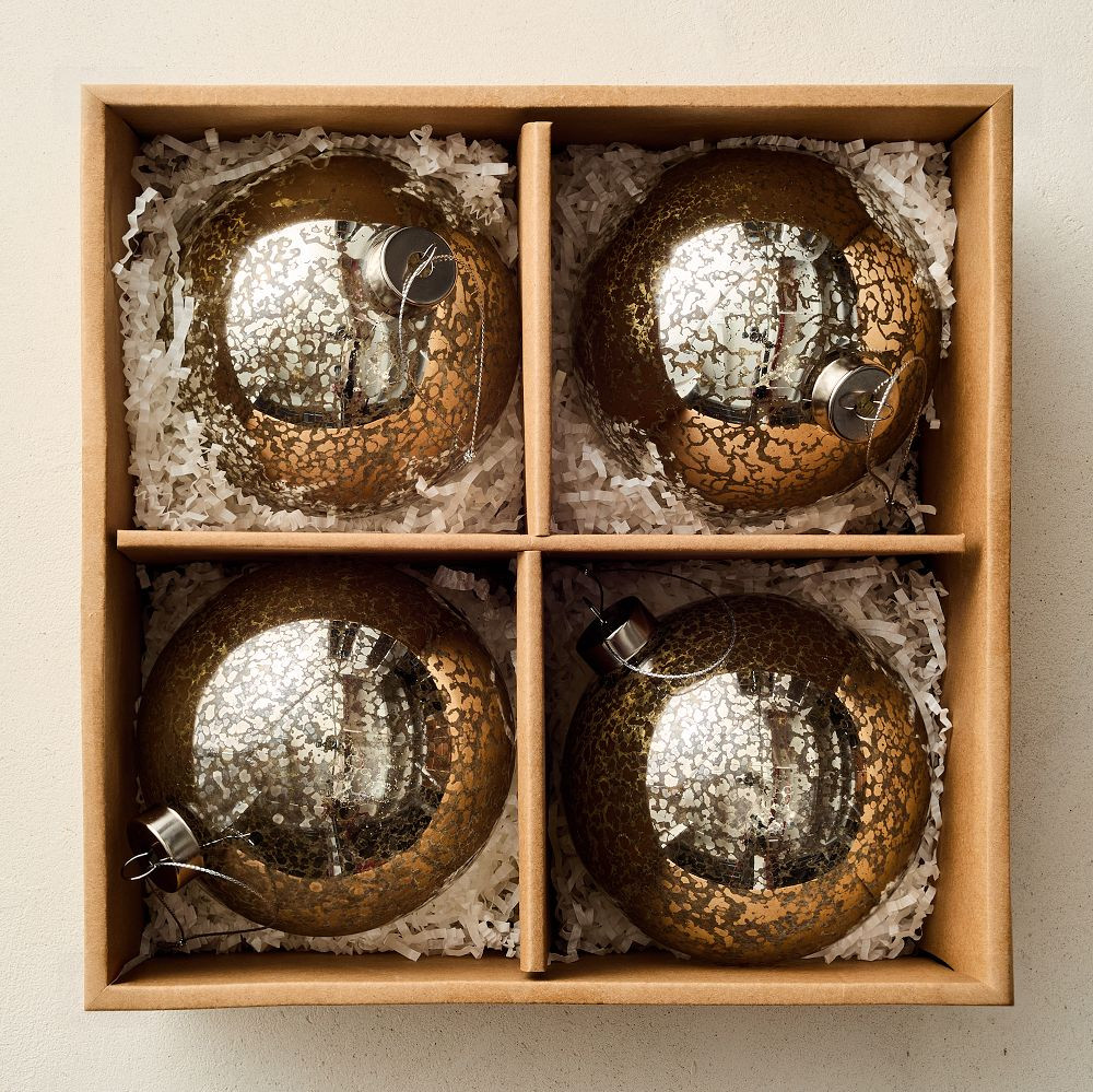 Large Glass Ball Ornaments (Set of 4) - Mercury | West Elm (US)