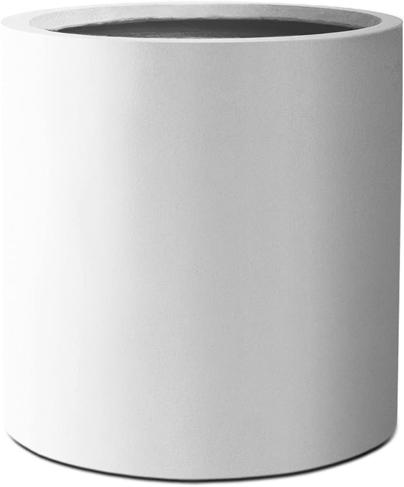 Kante 9.8" Dia Concrete Outdoor Modern Cylindrical Planters, Pure White | Amazon (US)