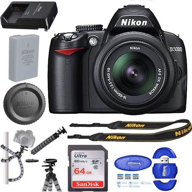 Nikon D3000/D3500 10.2MP Digital SLR Camera with 18:55mm Starter Bundle | Walmart (US)