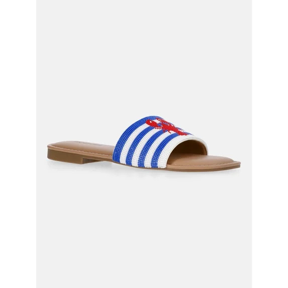 No Boundaries Women's Beaded Slide Sandals | Walmart (US)
