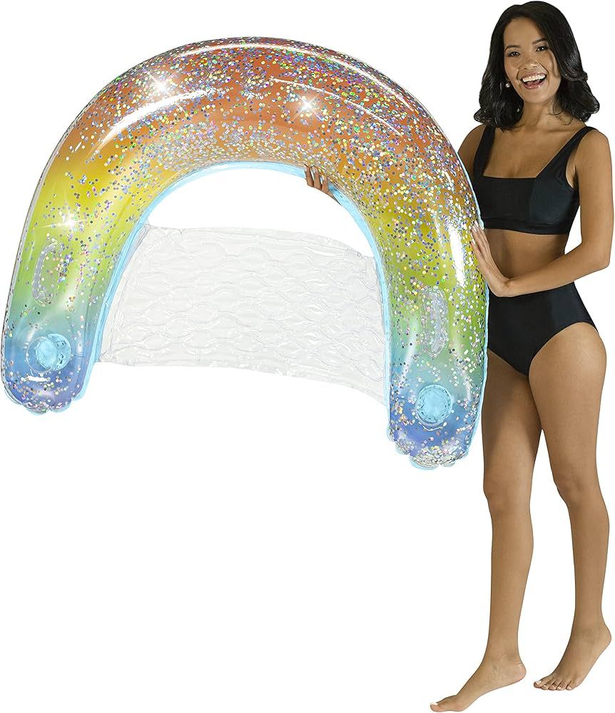 Poolcandy Rainbow Haze Inflatable Sun Chair Pool Float Filled with Sparkling Glitter That Will Re... | Amazon (US)