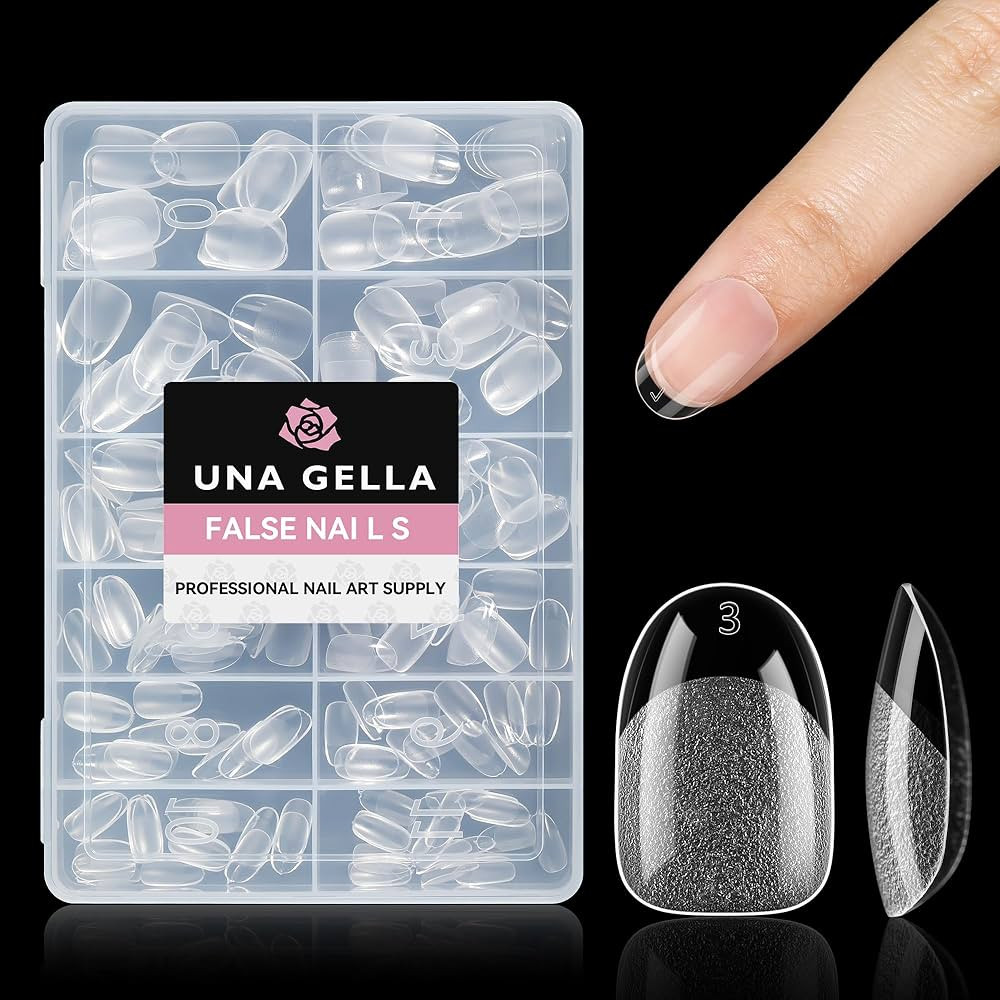 UNA GELLA Short Oval Round Nail Tips, Soft Gel Pre-shaped Half Matte Short Oval Gel Nail Tips Ful... | Amazon (US)