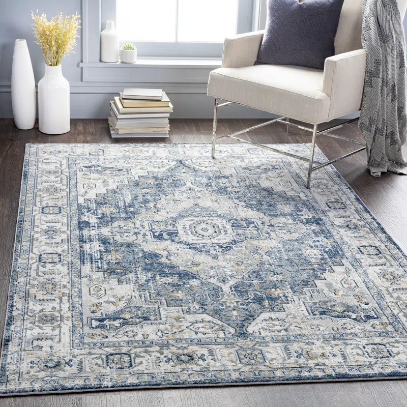 Preetesh Oriental Gray/Blue Area Rug | Wayfair North America