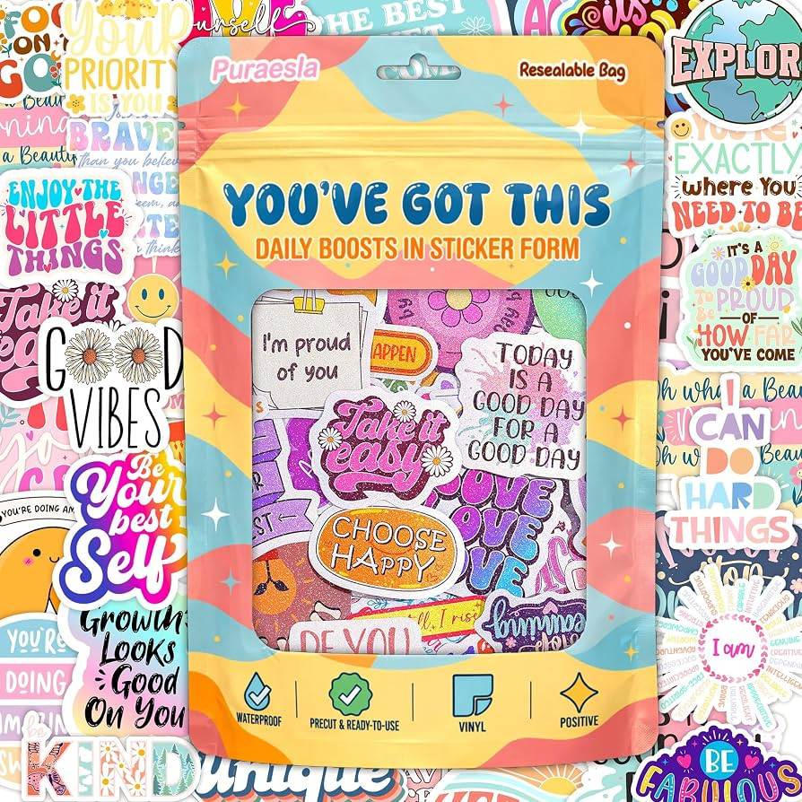300 Glitter Positive Affirmation Stickers by Puraesla, Stress Relief Motivational Sticker Pack, E... | Amazon (US)