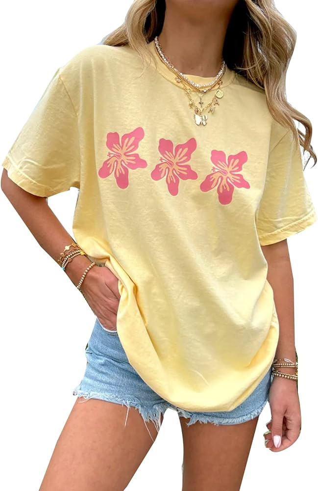 Women Cute Graphic Oversized Tees Fish Lobster Printed Y2K Baggy T Shirts Teen Girls Preppy Vinta... | Amazon (US)